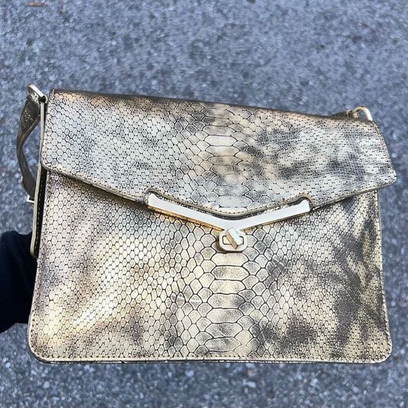 Botiker Valentina Envelope Crossbody Purse Metallic Brushed Python Embossed Bag - Picture 1 of 16